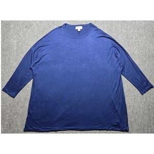 Style & Co Tunic Top Womens L Blue Long Sleeve Oversized Knit Pullover